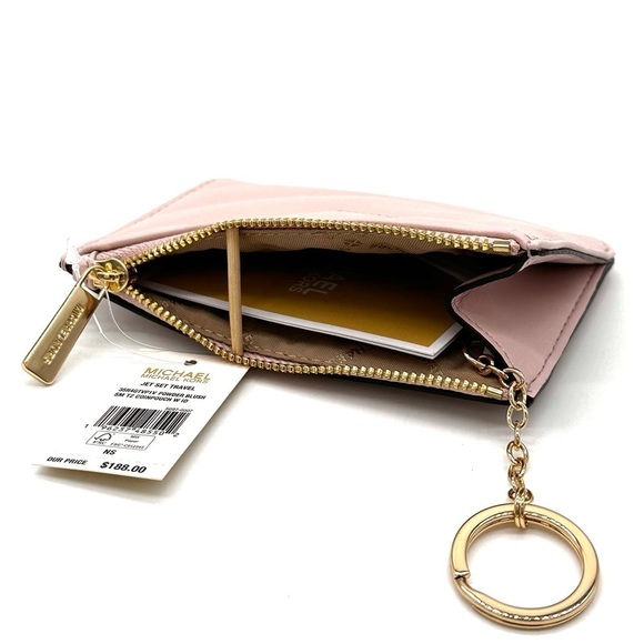 Michael Kors Jet Set Travel Small Top Zip Coin Pouch with ID Holder Powder Blush - Picture 7 of 8